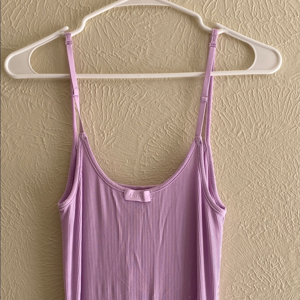 NEW SKIMS Soft Lounge Long Ribbed Cami Slip Dress Size L Sugar Plum Lilac Purple - Picture 7 of 11